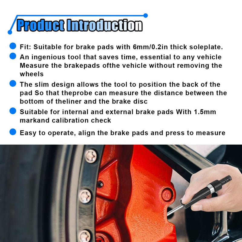 Brake Pad Thickness Gauge Measure Tool with Scale- Brake Shoe Gauge Car Brake Measuring Tool for Internal External Brake Pads Tester Measurement- Auto Brake Pad Thickness Detection Pen Scale 1PC