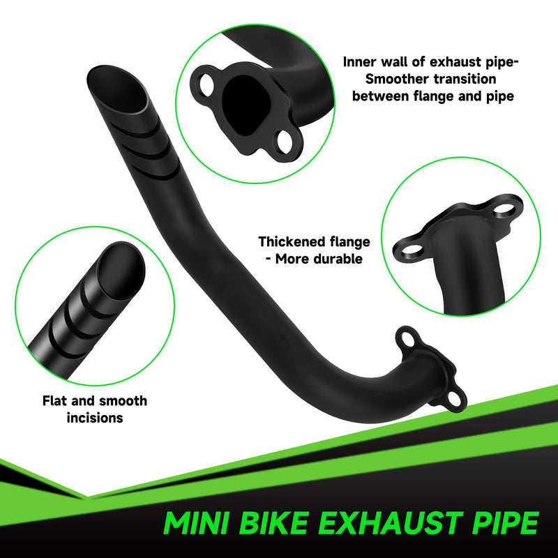 212cc Exhaust Pipe Kit Compatible with Predator 212 196cc 224cc Coleman Mini Bike CT200U CT200U-EX BT200X KT196 Go Kart Baja Warrior GX160 GX200 OHV Clone Engine Parts w/Valve Springs (Black) Black