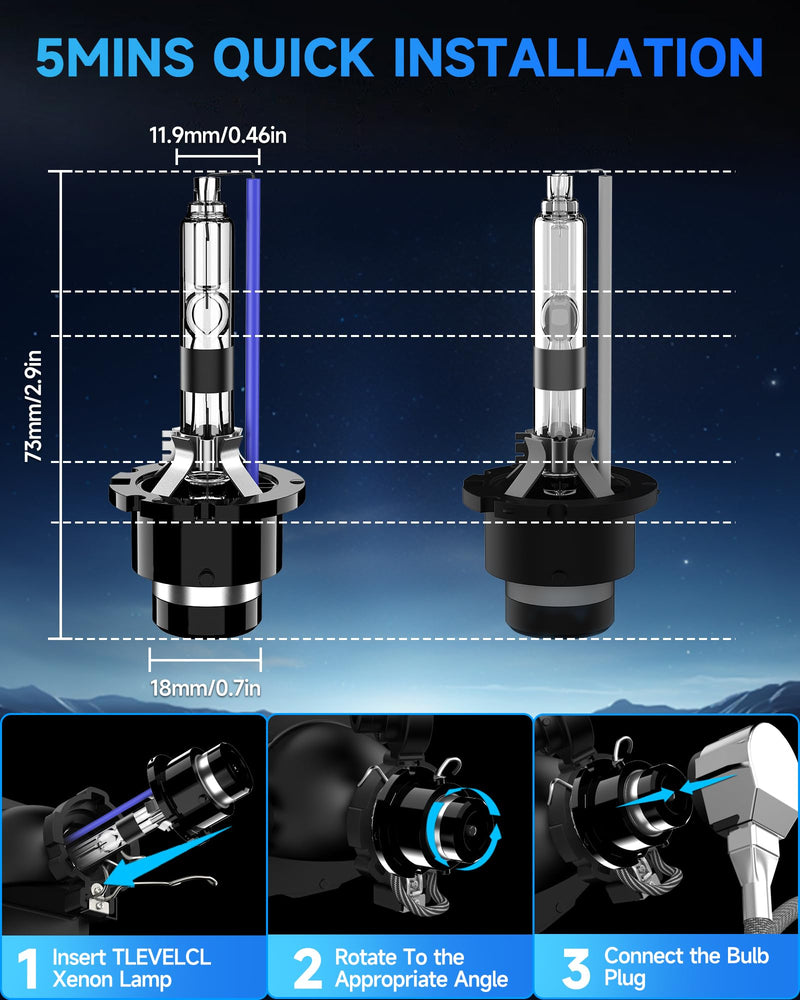 Fit for Toyota 2006-2009 Prius D4R HID Xenon Headlight Bulbs, Upgraded High Low Beam 35W Bi-Xenon Light Bulb Replace, Super Bright 8000K White Blue, Plug and Play, Pack of 2 D4R-8000K