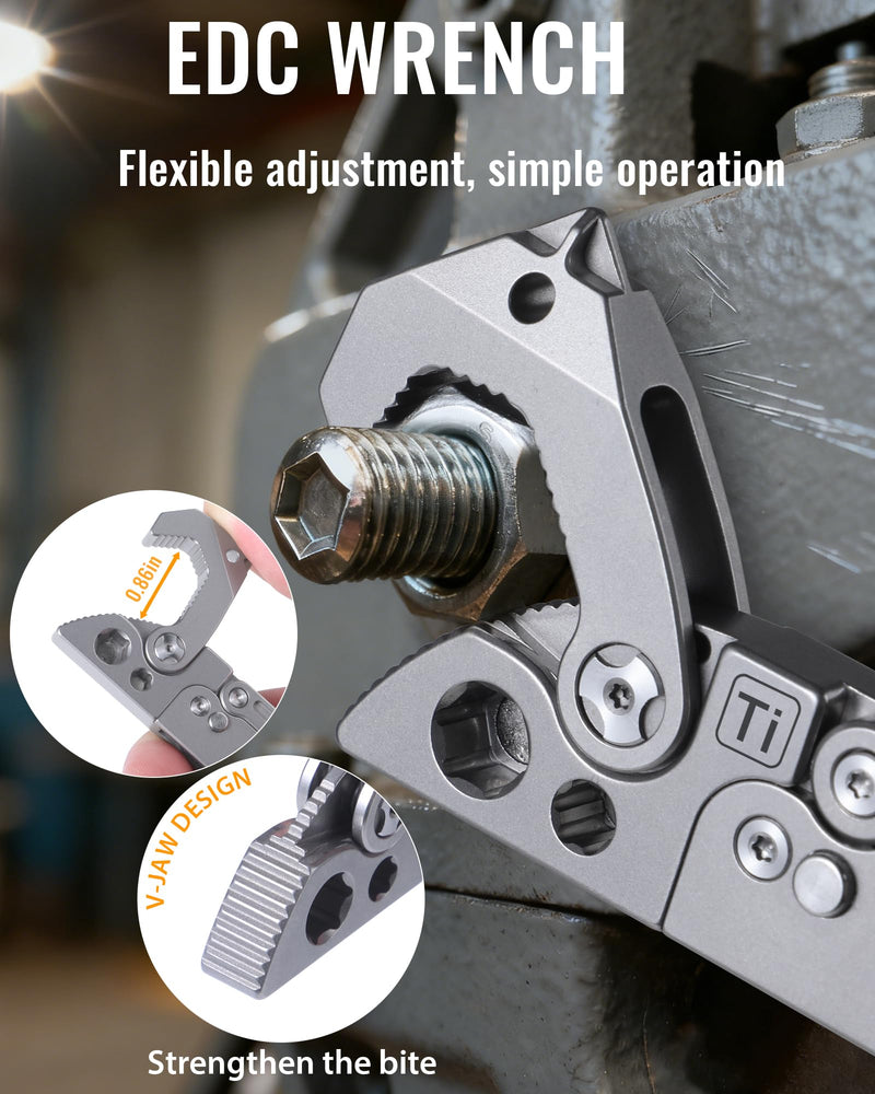 Titanium Pry Bar, EDC Multitool with Folding knife, Wrench, Screwdriver, Bottle Opene, Ruler, SIM Card Removal Tool, Ruler, EDC Pocket Multi Tool Tc04 Silver