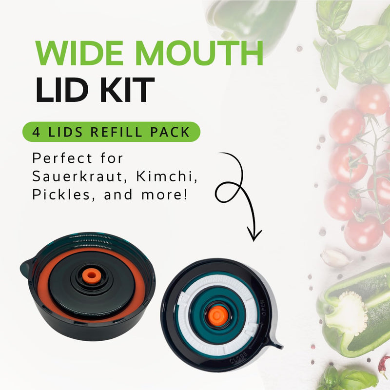 Fermentation Lids Kit, Mason Jar Airlock Lid, Fermenting Lids for Wide Mouth Mason Jars, Kimchi, Pickle, and Sauerkraut Fermentation, Pack of 4 Blue