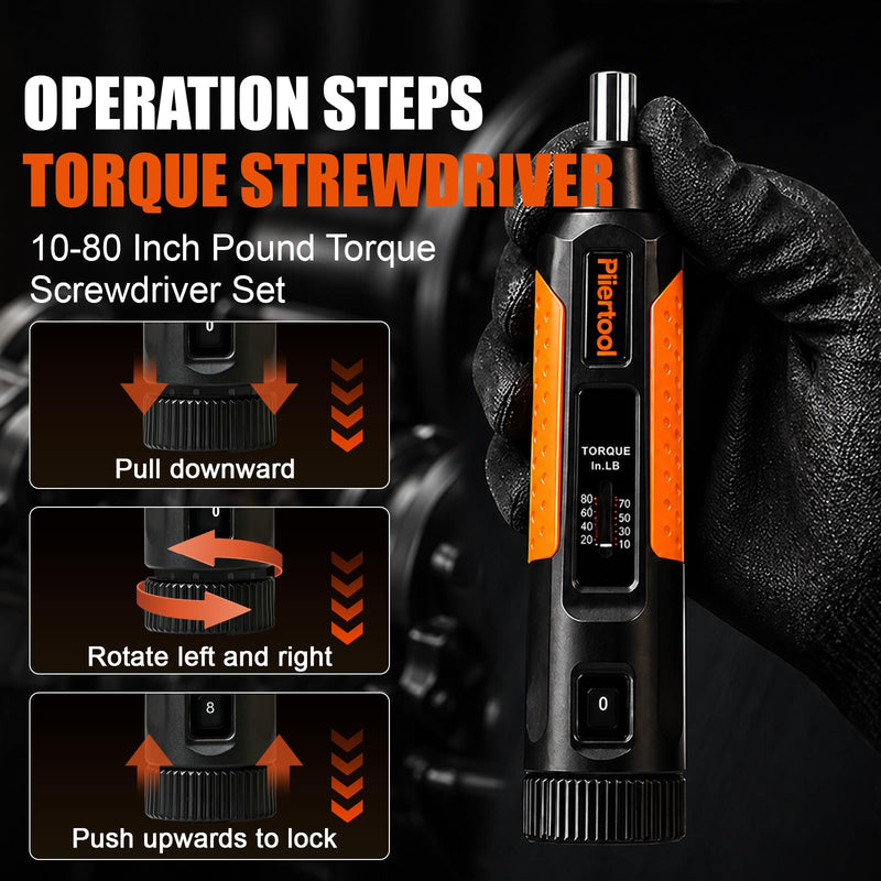 42Pcs Preset Torque Screwdriver Wrench Driver Set 10-80 Inch Pound | 1/4” Drive Torque Wrench Screwdriver Set with S2 Bits for Maintenance, Tools, Bike Repairing and Mounting 42