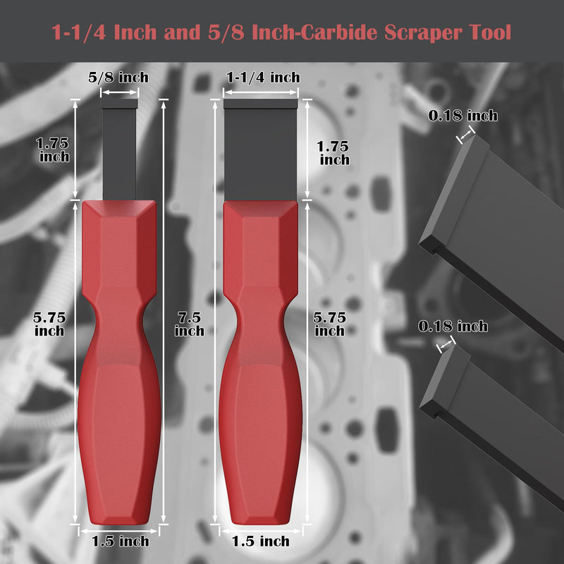Carbide Scraper, Super Carbide Gasket Scraper for Metal and Automotive, 1-1/4 Inch and 5/8 Inch Carbide Scraper Set (2-Piece)