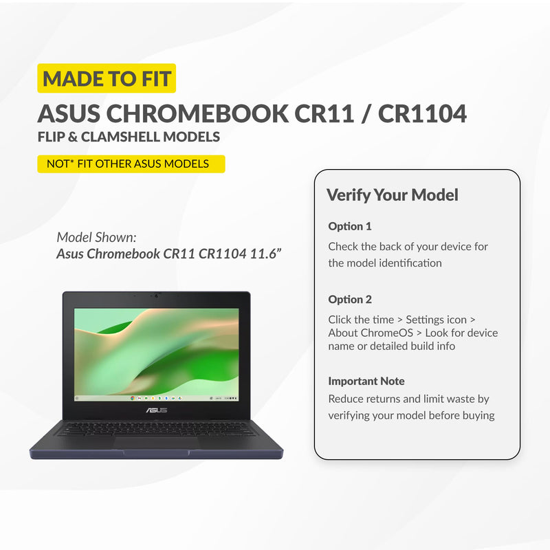 Air Hard Shell Case for Asus Chromebook CR11 CR1104 11.6-inch, Student-Proof K-12 Protective Clear Cover (1 Pack) 1 Pack