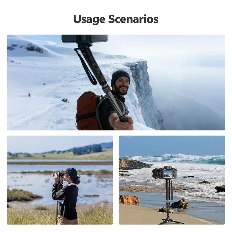 TONYBOO 61" Carbon Fiber Camera Monopod,28mm 6-Section Height,Portable Lightweight,Max Load 16 lbs,Travel Monopod for DSLR Mirrorless Cameras Camcorders Compatible with Canon Nikon Sony