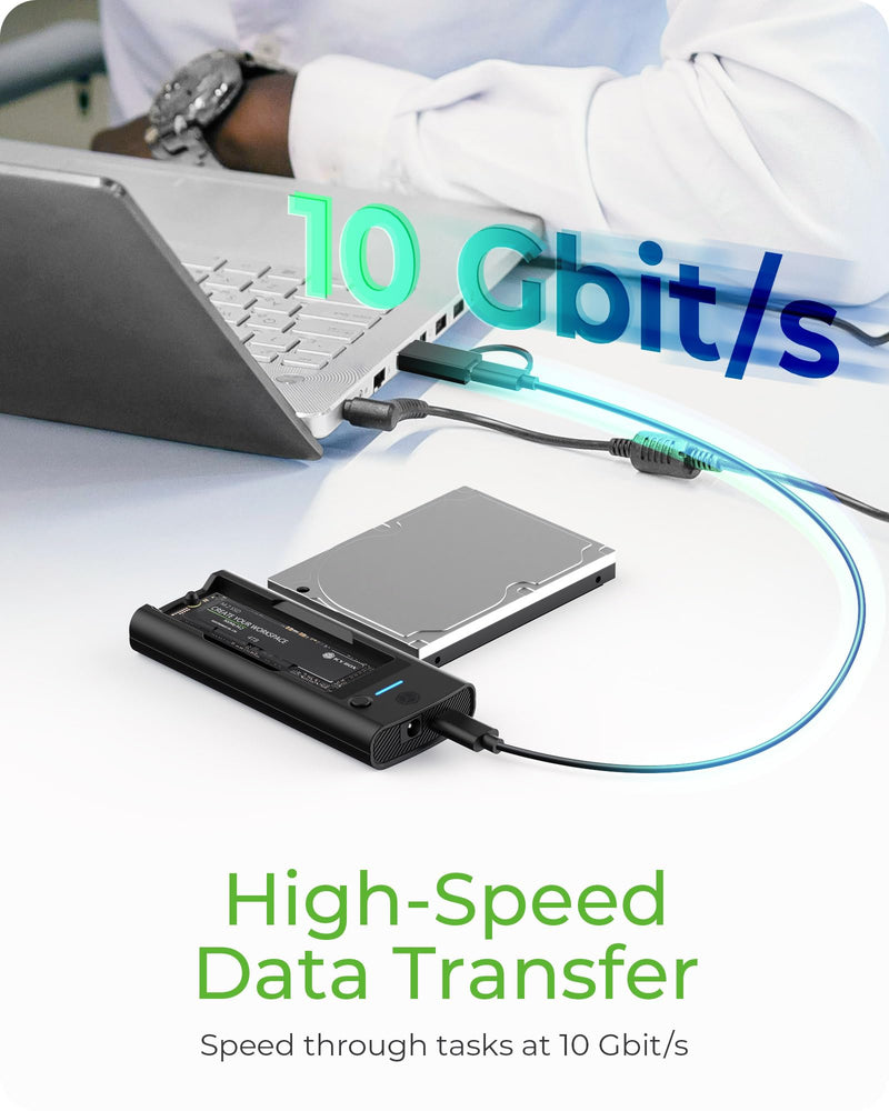 M.2 NVMe/SATA & 2.5”/3.5” Hard Drive Docking Station, ICY BOX SATA to USB Adapter, 10Gbps Hard Drive Reader for M Key & B+M Key NVMe and SATA HDD SSD Hard Drive, Tool-Free Aluminum M.2 SSD Enclosure