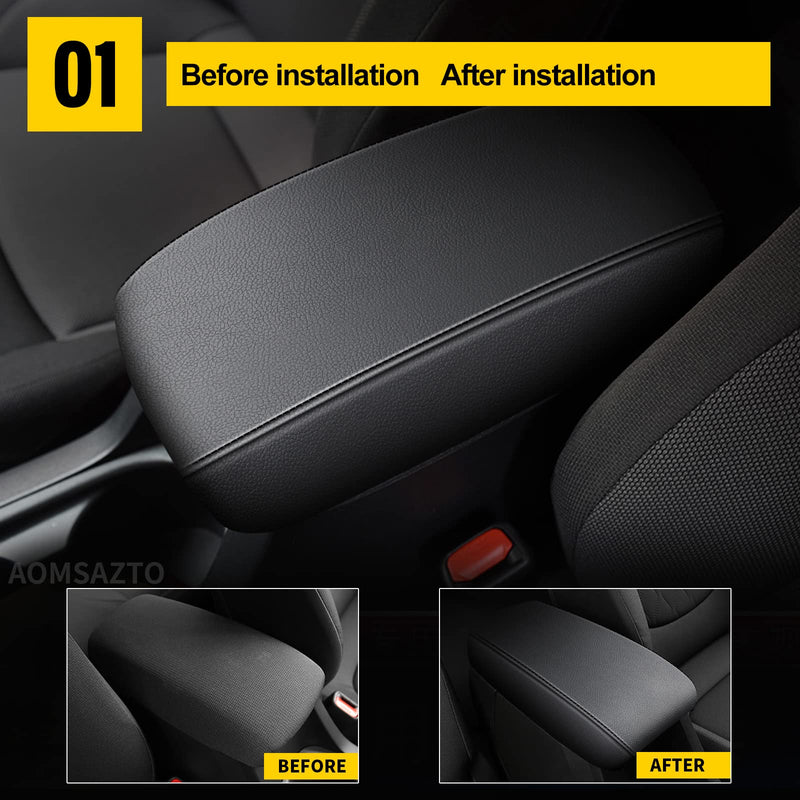 AOMSAZTO Armrest Covers for Corolla 2014-2019 Black Console Cushion for Corolla