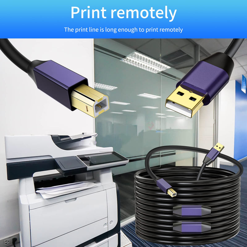 Active USB 2.0 Printer Cable100ft - A-Male to B-Male High Speed Printer/Scanner/Repeater Cable for HP, Canon, Epson, Dell, Samsung etc Morandi Purple 100FT