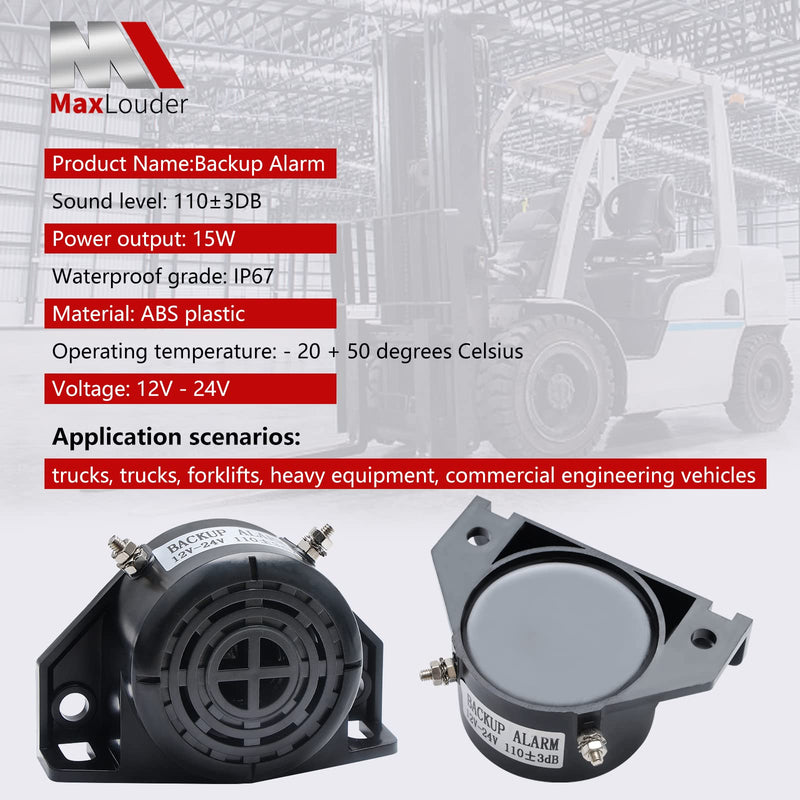 Truck Back-up Alarm 12V /48V 105dB,Heavy-Duty Car Reverse Horn Backup, Warning with Super Loud Beeper Tone for Trucks,forklifts, Heavy Equipment Vehicles (2 Pcs) 2