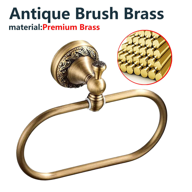 Brass Gold Toilet Paper Holder, Antique Hand Towel Ring Retro Hand Towel Holder Tissue Roll Paper Hanger Paper Towel Holder Wall Mounted Vintage 2 Pieces