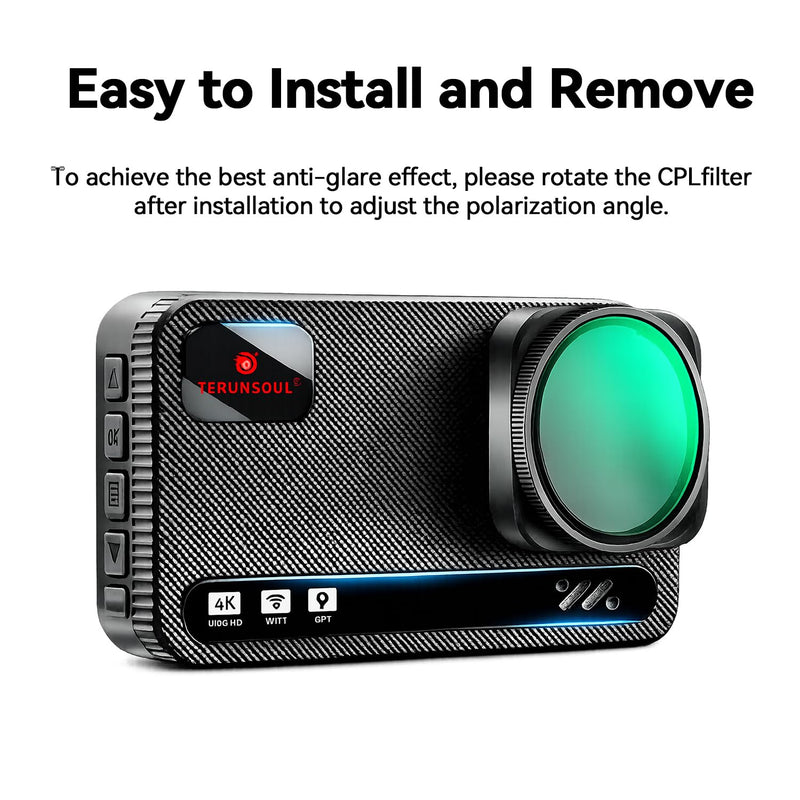 CPL Filter Compatible with TERUNSOUL D016 Dash Cam | Circular Polarizing Lens Filter for Front Camera, Anti-Glare Polarizer, Reduce Reflections, Multi-Coated HD Optical Glass