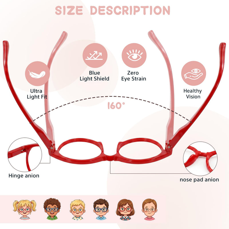 Kids Blue Light Glasses Gold Plated, 2-6 | Kids Blue Light Glasses, Stylish Gold Plated Flexible TR90 Eyeglasses, Shatterproof for Toddlers Red + Pink + Black Aged 2-6