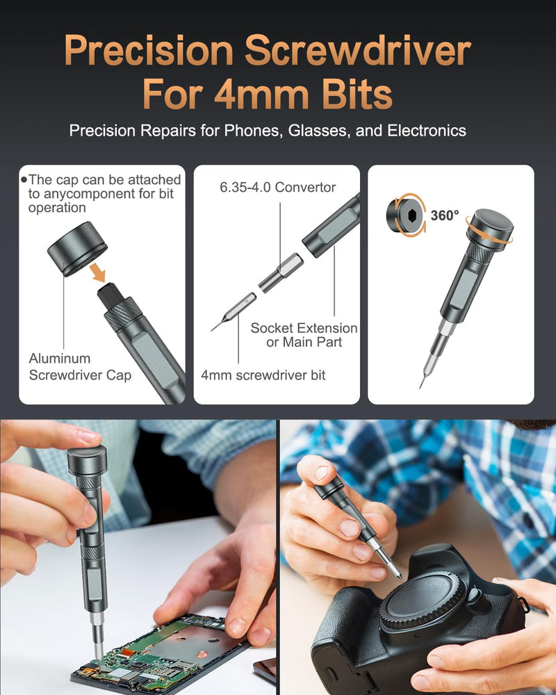 74 in 1 Magnetic Screwdriver Set, Multi Bit Ratchet Screwdriver Set with Detachable Handle, Repair Tool Kit for Furniture, Precision Electrical Appliance, Bicycle, Ring Doorbell, DIY, Watch 74 IN 1