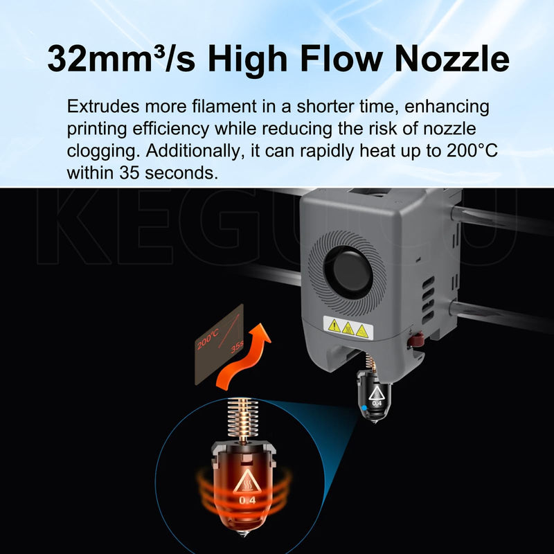 1 PK Original 0.4mm AD5M Nozzle for Flashforge AD5M/AD5M Pro, 280℃ AD5M High Flow Hotend with 32mm³/s and 3-Second Quick Release, OEM Replacement Part for flashforge AD5M Accessories 0.4mm AD5M Series Nozzle