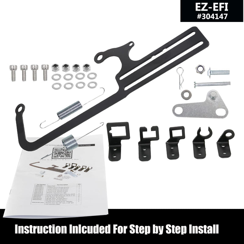 EZ-EFI 304147 Throttle Cable Mount Kits For 4150 Carburetor Throttle Cable Mount Bracket Steel Black Adjustable for Automatic Transmission TV Cables for GM 700R4 Transfer (304147)