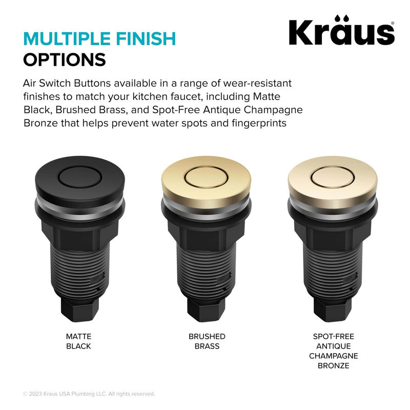 KRAUS Flat-Top Garbage Disposal Air Switch Button in Matte Black, KWDB-20MB – Push Button ONLY