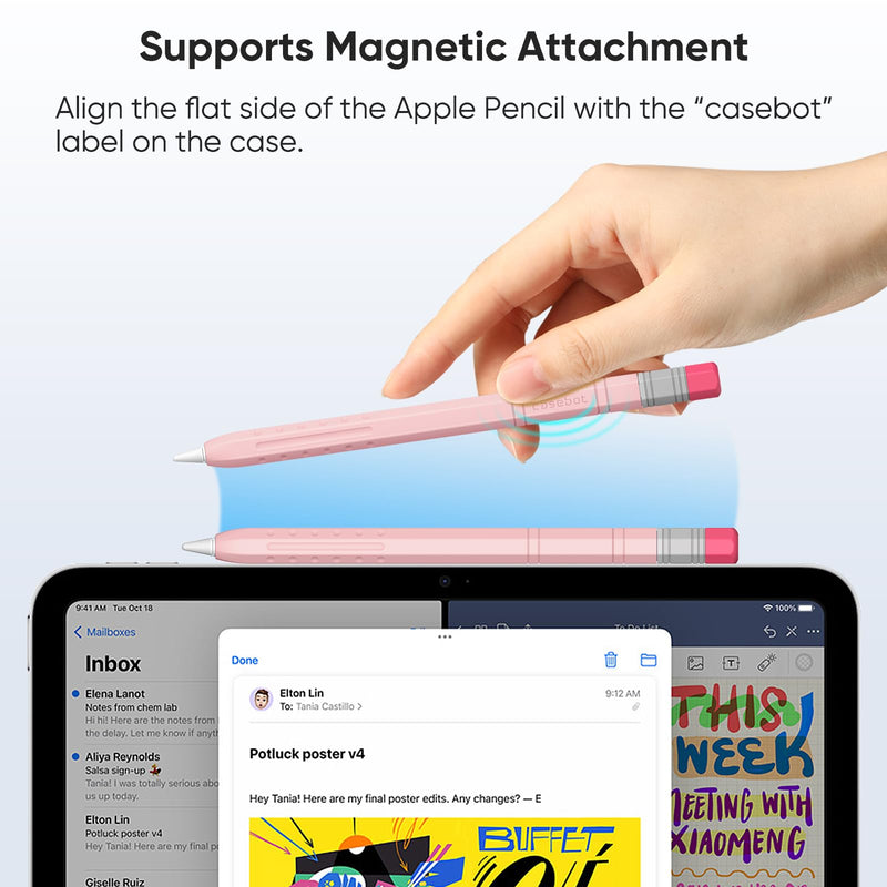 Fintie Silicone Sleeve for Apple Pencil (USB-C), Light Pen Skin Case Cover Soft Protective Anti-Slip Pencil Grip Holder, Supports Magnetic Attachment, Pink