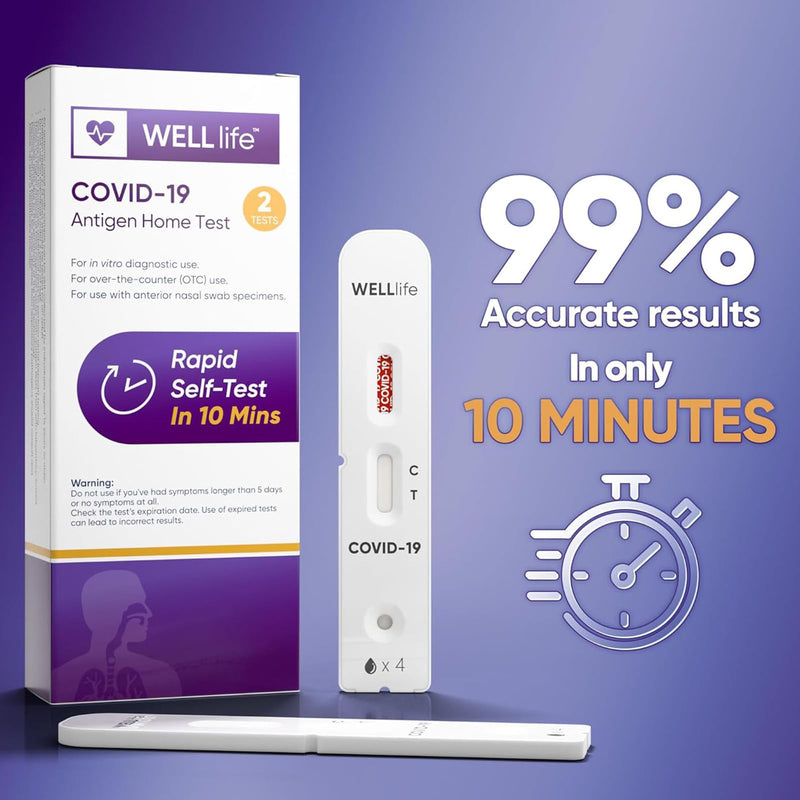 WELLlife Covid-19 Antigen Home Test, Covid Tests for Home Result in 10 Minutes Covid Rapid Testing Kit FDA Authorized, 2 Tests 2T