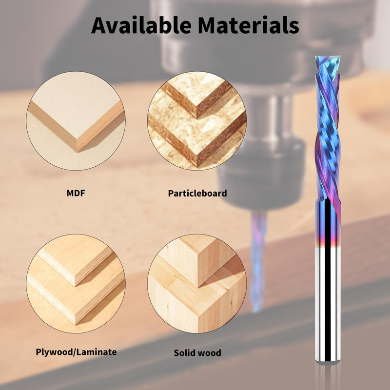 EANOSIC 5PCS Carbide Compression Router Bit Up&Down End Mills 1/8 inch Shank with 1/8 inch Cutter for CNC Mill Machine Wookwork 3D Profile Detail Engraver Carving Compression Spiral Bit