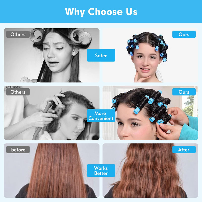 60PCS Perming Rods, Hair Rollers Suitable for Long Hair | 60PCS Perming Rods, Hair Rollers Suitable for Long Hair, Short Hair, Adults and Children, Gentle, Easy (Blue)