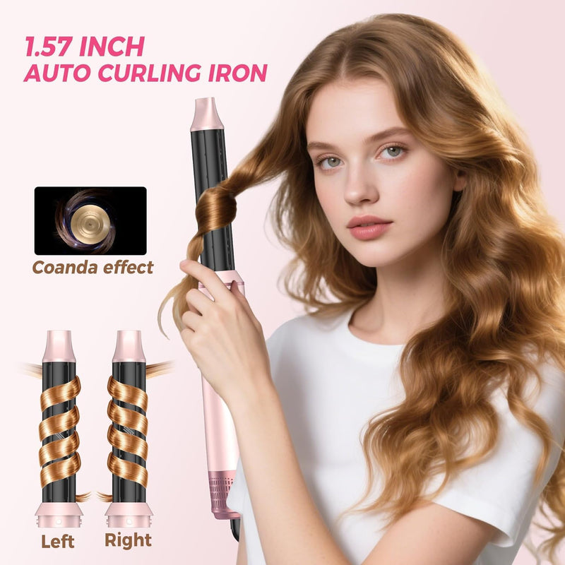 Atopskins Air Styler 5 in 1 Hair Styler Set Airbrush 5 in 1 Magic Styler | Hair Dryer Brush 1000Wwith Airflow Hair Curler Thermal Brush 60000rpm Hairdryer Brushe Drying and Styling Multistyler Gift Pink