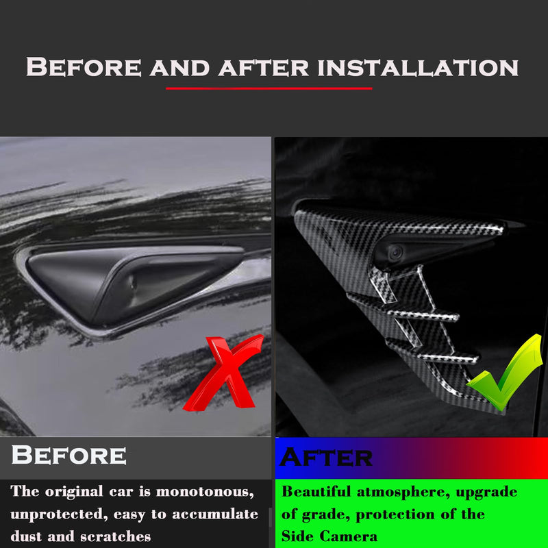 YHCDSEA for 2024 Tesla Model Y HW4.0 Side Camera Indicator Protection Cover Decoration Accessories fit for Tesla Model Y with HW4.0 (Glossy Carbon Fiber Pattern) MY-Glossy Carbon Fiber Pattern