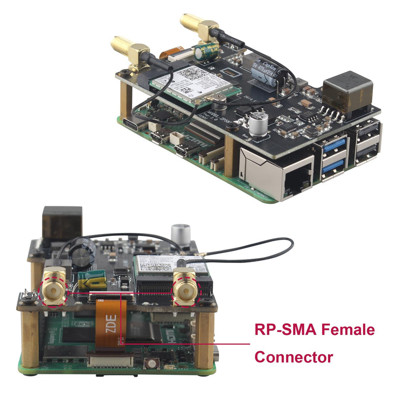 ZDE ZP585 PoE+ HAT PCIe to M.2 E Key WiFi7 6 6E 5 HAT Adapter Expansion Board Power Over Ethernet for Raspberry Pi 5 Support Google TPU WiFi 7 BE200 WIFI6E AX210 MT7922 WIFI6 AX200