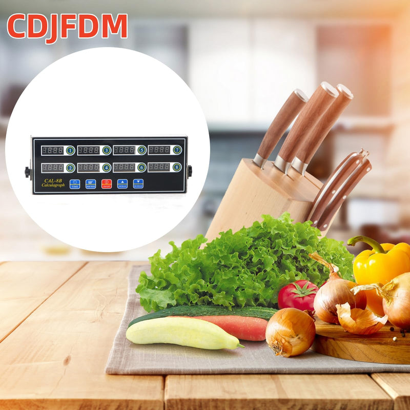 8 Channel Kitchen Timers for Cooking,Commercial Kitchen Timer Stainless Steel LED Technology Kitchen Timer Digital, Restaurant Kitchen Supplies,Reminder Function, Loud Alarm 110v