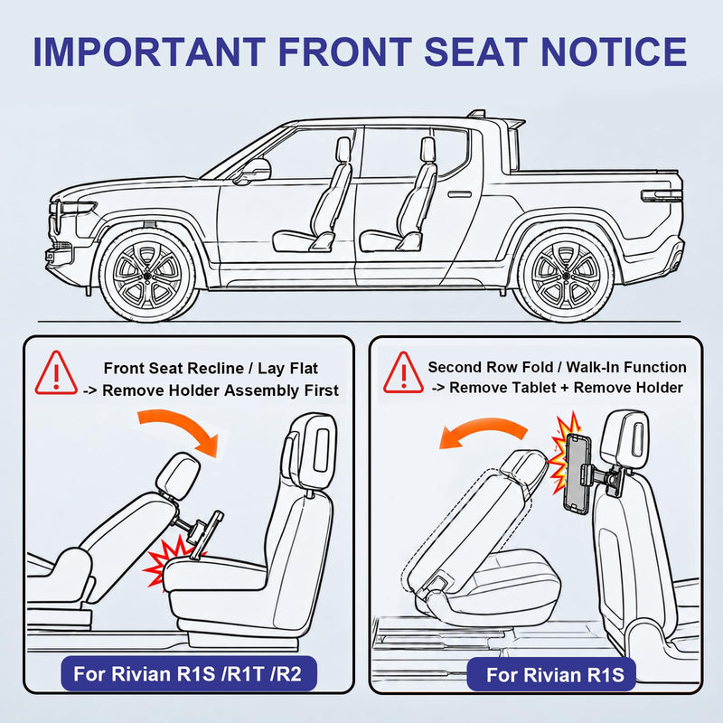 Car Headrest Tablet Holder for Rivian R1T, R1S, R2 with CNC Metal Base | Travel Essential 360° Adjustable Back Seat Tablet Mount, Compatible with iPad and Galaxy Tab for Road Trips & Family Travel