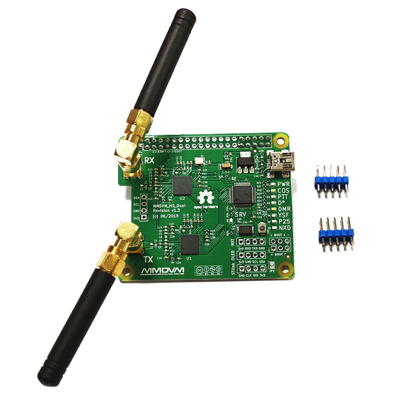AURSINC MMDVM Duplex Hotspot Module Dual Hat V1.5.2 Support P25 DMR YSF NXDN DMR Slot 1 + Slot 2 for Raspberry Pi, Pi Zero with USB Port (Without OLED) Without OLED