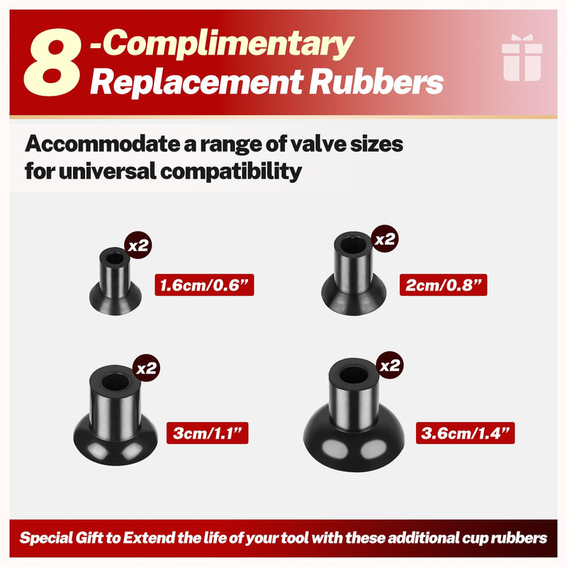 BILITOOLS 2PCS Valve Lapping Kit with 8 Suction Plates 4 Size, Valve Grinding Tool for Engine Maintenance (Red)