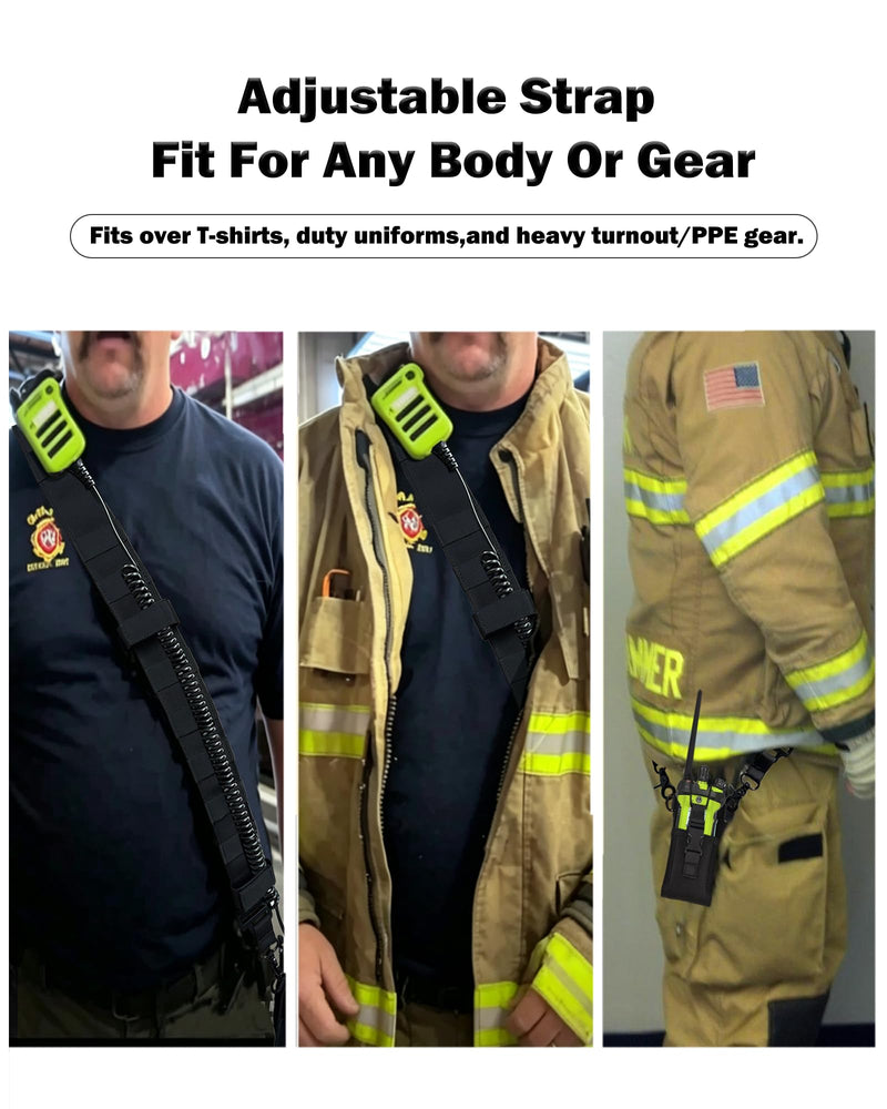 Firefighter Radio Strap and Holster with Anti-Sway Strap | Shoulder Strap Holder for EMS, Fire, Paramedics | Adjustable 54""–70"" | Compatible with Motorola, Kenwood, BaoFeng