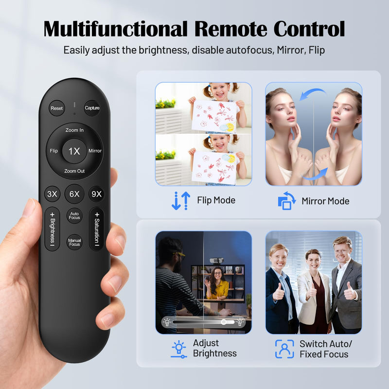 YQE 4K Webcam with Tripod, UHD Web Cam with Microphone, PDAF Autofocus Webcam with Remote Control, Privacy Cover, USB Type-A & A-to-C Adapter Computer Camera for Calling, Zoom/Teams/Facetime/Switch 2 Grey + Black