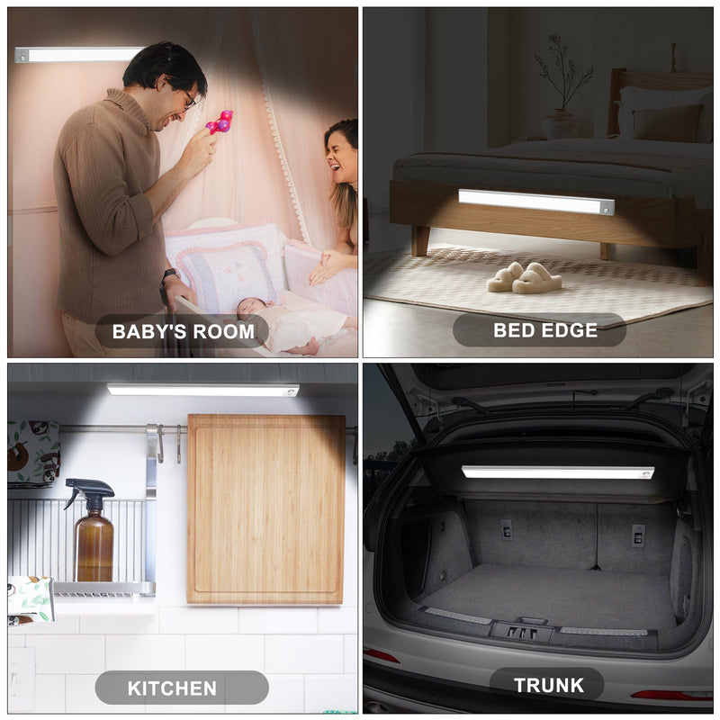 15.7 Inch 148 LED Under Cabinet Lighting,3 Color Temperatures Dimmable Closet Lights Motion Sensored,3000mAh Battery Closet Lights,Lights for Under Cabinets in Kitchen,Wardrobe,Stairs 15.7 Inch 3000mAh 2 Pack