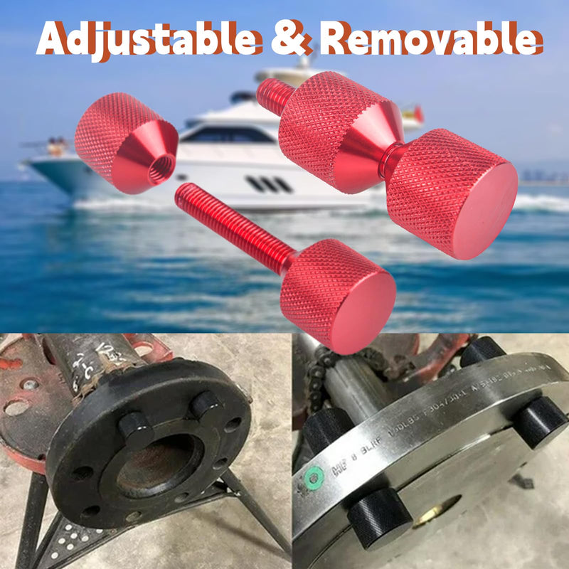 Flange Two Hole Alignment Pins - 1-1/8" and 1-5/8" Detachable Double Hole Pins Aluminium Red 4 Pcs Red without Built-In Level