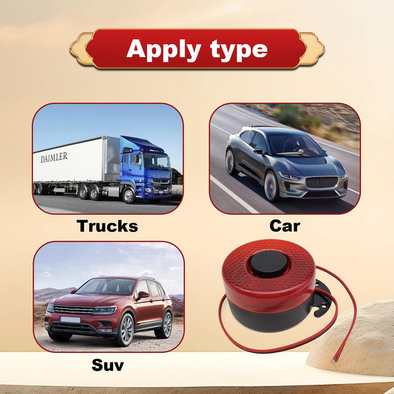 Car Back-up Alarm, 12V/24V 105dB Reverse Beeper Backup Alarm Vehicle Auto Back Up Horn Truck Backup Horn with LED Light, Buzzer Siren Waterproof Universal Backup Accessories