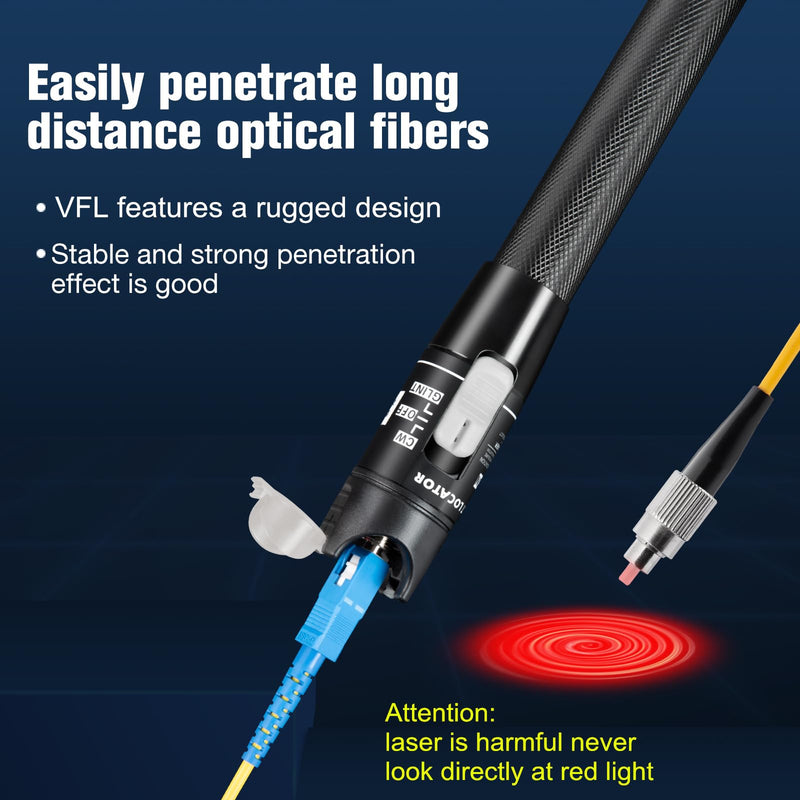 VFL Visual Fault Locator,80-100KM Fiber Optic Cable Tester Meter with 2.5 mm Universal Connector FC Male to LC Female Adapter for CATV Telecommunications