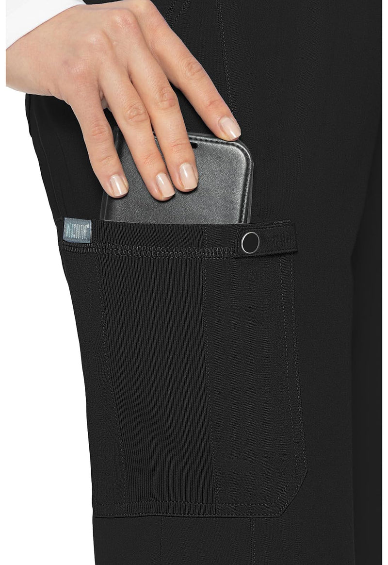 Med Couture Scrub Pants for Women, Jersey Waist Yoga Bottoms, 6 Pockets with Mid Rise Drawstring Waistband - MC7725 Medium Black