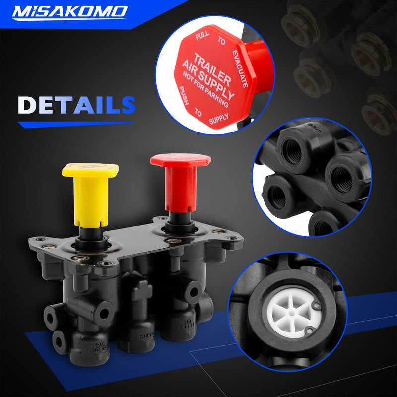 800516 MV-3 Dash Air Brake Control Valve - MV3 Trailer Parking Brake Valve - Compatible with Volvo 3948331, Bendix 065157 065697, Velvac 4790208 5001230, and Western Star Peterbilt Kenworth 800516