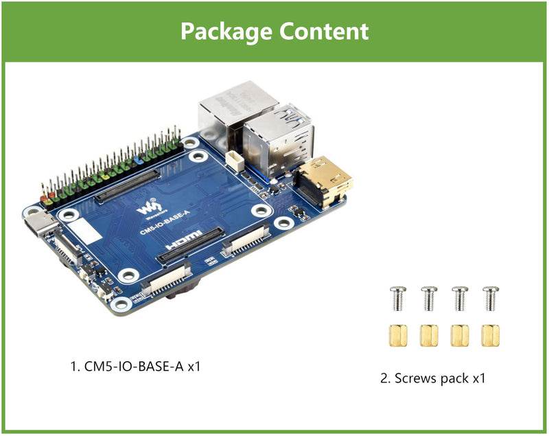 Mini Base Board Compatible with Raspberry Pi Compute Module 5, Compact Design with Multiple Connectors-2x USB3.2 Gen1, 2xUSB2.0, Color-Coded 40PIN GPIO Header,HDMI,MIPI, PCIe Interfaces,etc.