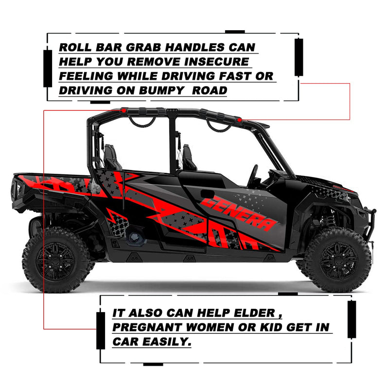 Roll Bar Grab Handles for UTV&ATV Roll Cage Grip Handles for 1.5-2 inch Bars,Compatible with Polaris RZR,Kawasaki Mule,Honda Pioneer,Can Am,etc, 2 Pack (Black) Black