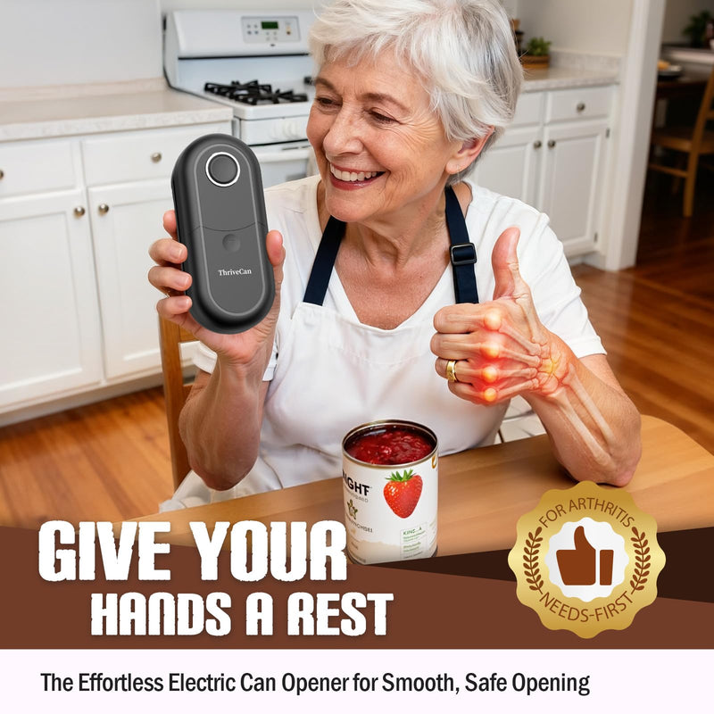 Electric Can Opener, One-Touch Automatic Can Opener- Fits Almost All Can Sizes, Battery-Operated Handheld Kitchen Gadget with Smooth Edge, Food Safe, Ideal for Seniors & Arthritis Sufferers