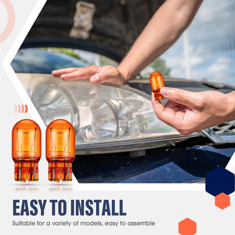 4 Pack 7444NA LED Bulbs 7444NA Long Life Miniature Bulbs Amber T20 12v 21/5w Automotive Lighting Reverse Lights Strobe Brake Backup Tail Turn Signal Replacement Interior Lighting Side Lights