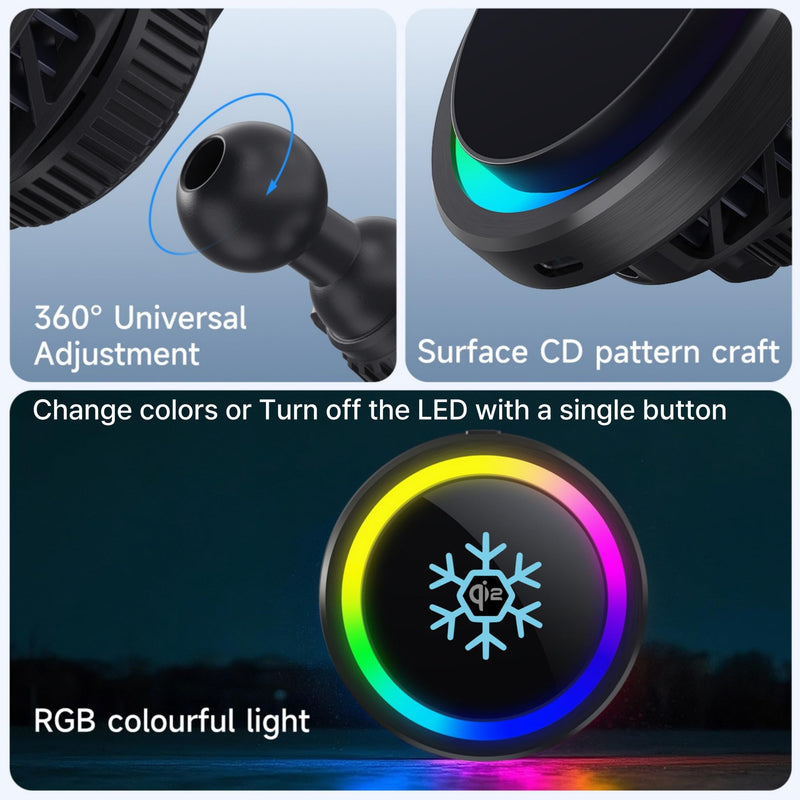 Qi2 15W Wireless Car Charger -Compatible with MagSafe- [3-Second Peltier Cooling] with Strong Magnetic Mount-Fast Charging Air Vent Phone Holder for iPhone 16/15/14 Pro Max,Galaxy S25(Black) Black