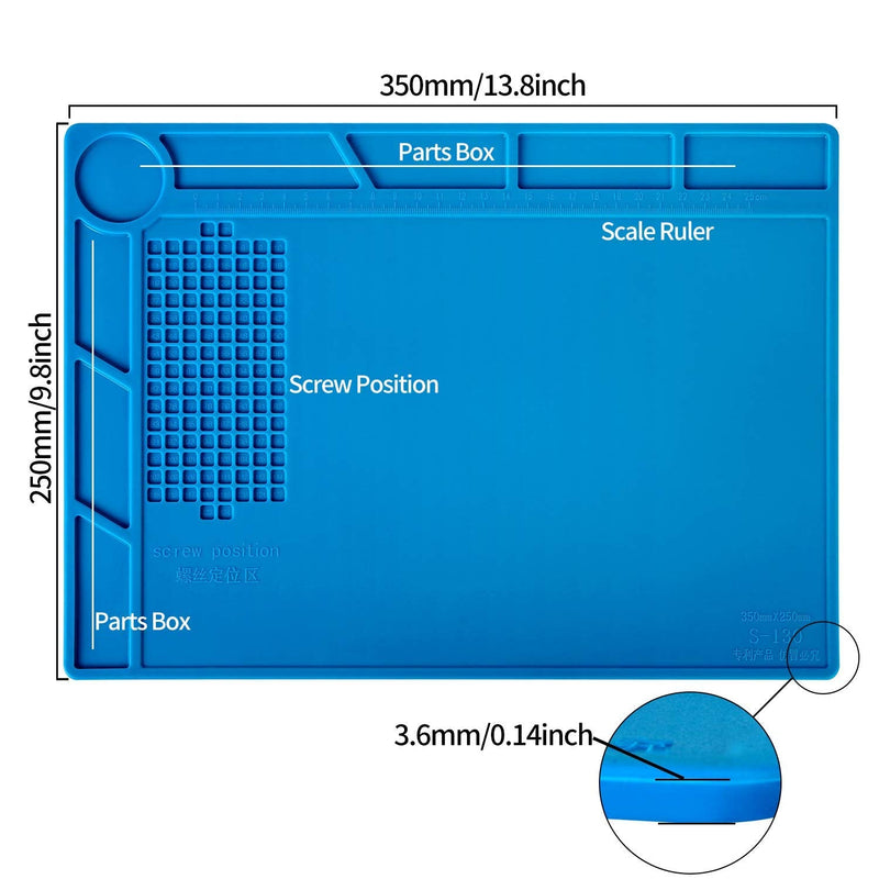 Kaisi Professional Electronics Opening Pry Tool Repair Kit +S-130 Insulation Silicone Soldering Mat Repair Mat Nylon Spudgers and Anti-Static Tweezers for Cellphone iPhone Laptops Tablets and More
