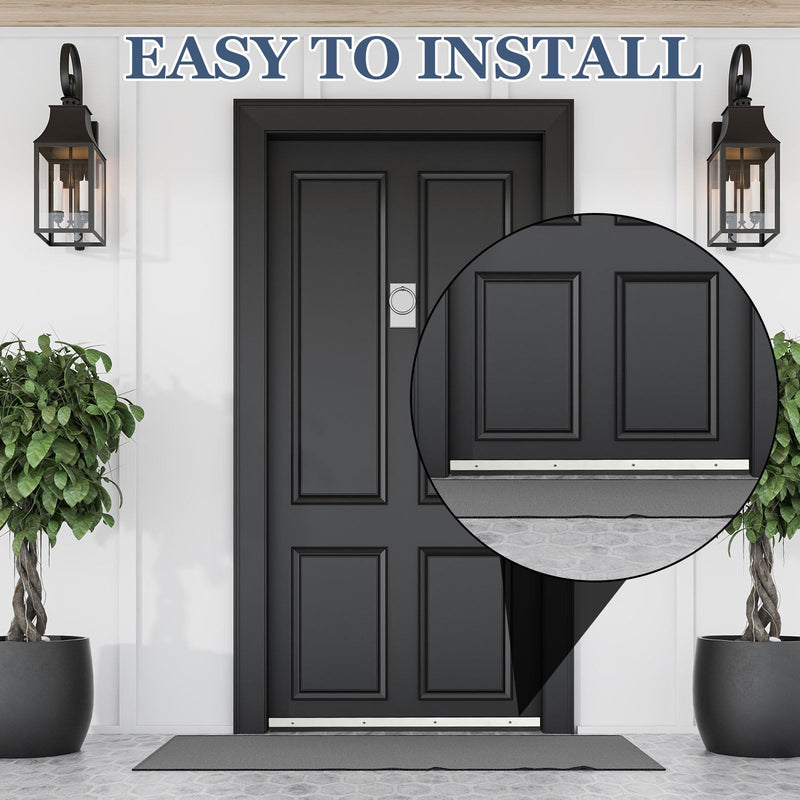 FoldTier 2 Pcs All-Season Door Sweep for Bottom of Door Exterior and Interior, Aluminum Alloy and Rubber, Commercial Weather Stripping Draft Stopper for Threshold Seal (1-3/4 x 36 Inch,Silver) 1-3/4 x 36 Inch Silver