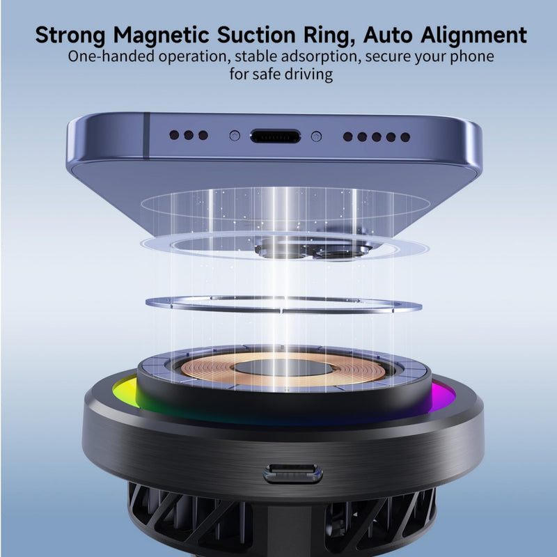 Qi2 15W Wireless Car Charger -Compatible with MagSafe- [3-Second Peltier Cooling] with Strong Magnetic Mount-Fast Charging Air Vent Phone Holder for iPhone 16/15/14 Pro Max,Galaxy S25(Black) Black