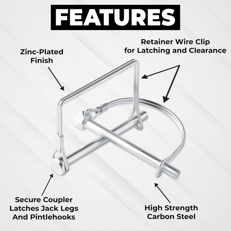 Pack of 06 Trailer Pins – 2-3/4" x 1/4" (L x W) – Featuring PTO Pins, Lock Pins, Trailer Hitch Pins, and Shaft Locking Coupler Pins for Farm Trailers, Towing, Lawn Equipment and Hitches 6