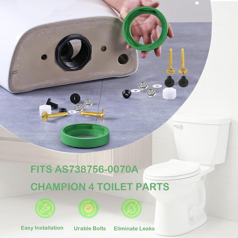 Toilet Tank to Bowl Coupling Kit, Replacement Repair Parts AS738756-0070A Fits for American Standard Champion 2 Piece Toilet, 3" Toilet Tank Gasket for Most 3 Inch Flush Valve Opening Tanks 1