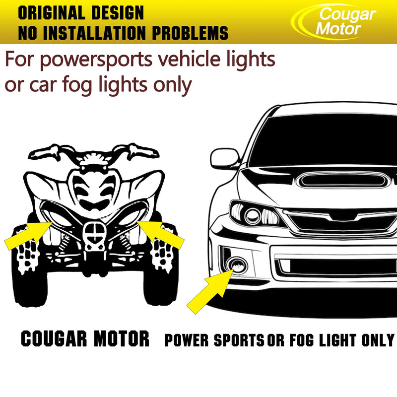 Cougar Motor 9006 Bulbs, 9006 HB4 Light Bulbs, HB4 Fog Lights 6500K Lite Bulb Fanless and Wireless, Off-Road Bulb Plug-N-Play, 1:1 Size, Quick Installation - Pack of 2